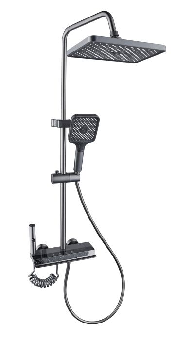 Coloana de dus RAIZ Origins Flow, 4 functii, Afisaj digital, Jet reglabil, Presiune ridicata, Para de dus, Dus fix cu functie ploaie, Functie bideu, Gri [10]