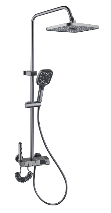 Coloana de dus RAIZ Origins Pulse, 4 functii, Afisaj digital, Jet reglabil, Presiune ridicata, Para de dus, Dus fix cu functie ploaie, Functie bideu, Gri metal [8]