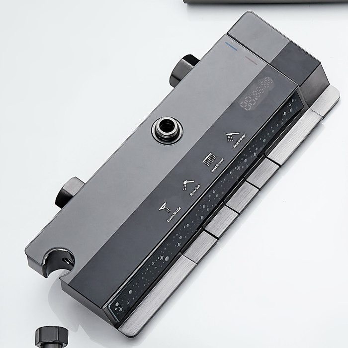 Coloana de dus RAIZ Origins Flow, 4 functii, Afisaj digital, Jet reglabil, Presiune ridicata, Para de dus, Dus fix cu functie ploaie, Functie bideu, Gri [9]