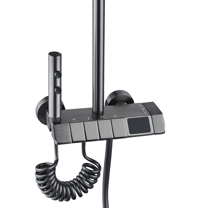 Coloana de dus RAIZ Origins Pulse, 4 functii, Afisaj digital, Jet reglabil, Presiune ridicata, Para de dus, Dus fix cu functie ploaie, Functie bideu, Gri metal [9]