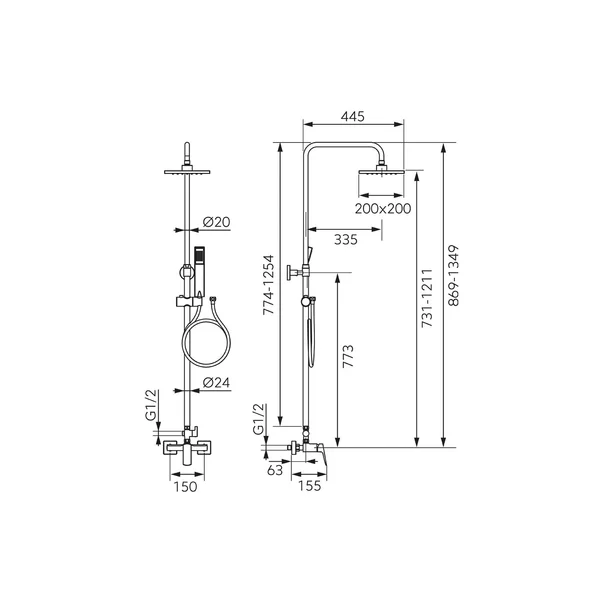 Coloana dus Ferro Vitto VerdeLine cu set de dus negru [2]