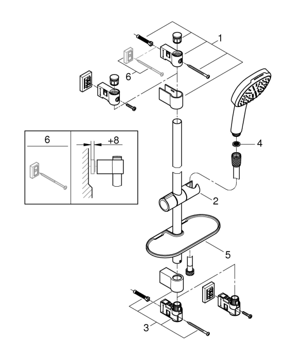 Coloana dus Grohe 26929001, 1.75 m, 110 mm, 620 mm, 2 functii para dus, 1/2 conexiune furtun, conexiune universala, Crom [13]
