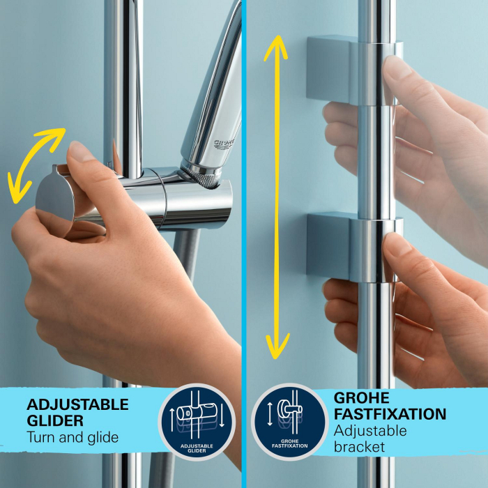 Coloana dus Grohe 27948001, 1.75 m, 110 mm, 620 mm, 2 functii para dus, 1/2 conexiune furtun, conexiune universala, Crom [14]