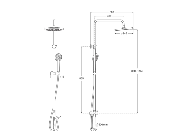Coloana dus Roca A5B9M61C00, 1.7 m, 80 mm, 1250 mm, 245 mm, 1 functii para dus, 1/2 conexiune furtun, Crom [2]