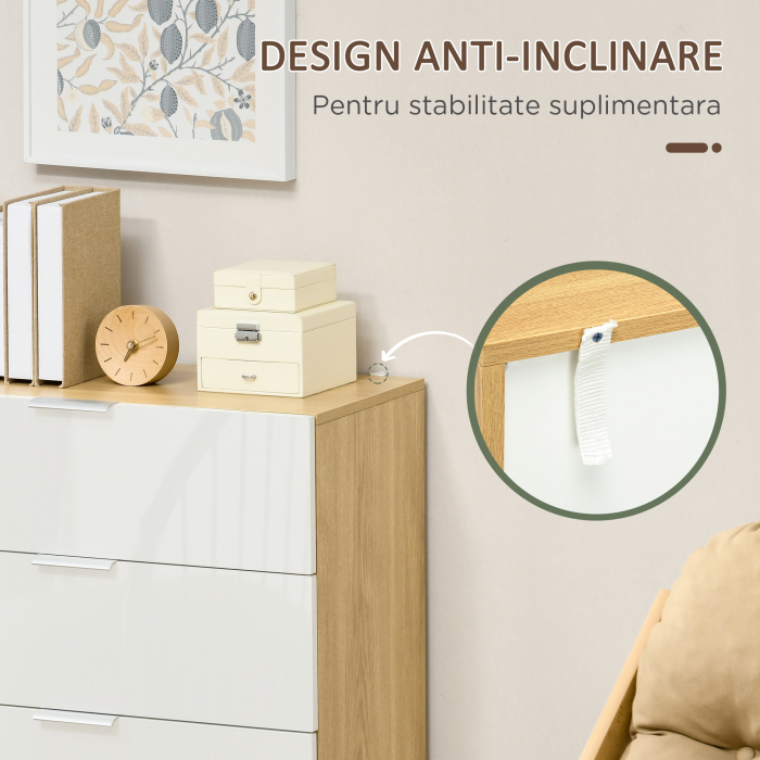  Comoda 4 Sertare Lucioasa Alb Dormitor [6]