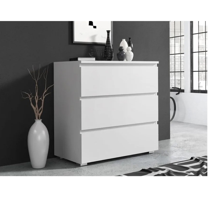 Comoda cu 3 sertare NEO 80, 80x40x80 cm, finisaj alb mat [2]