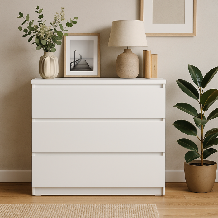 Comoda cu 3 sertare NEO 80, 80x40x80 cm, finisaj alb mat [5]