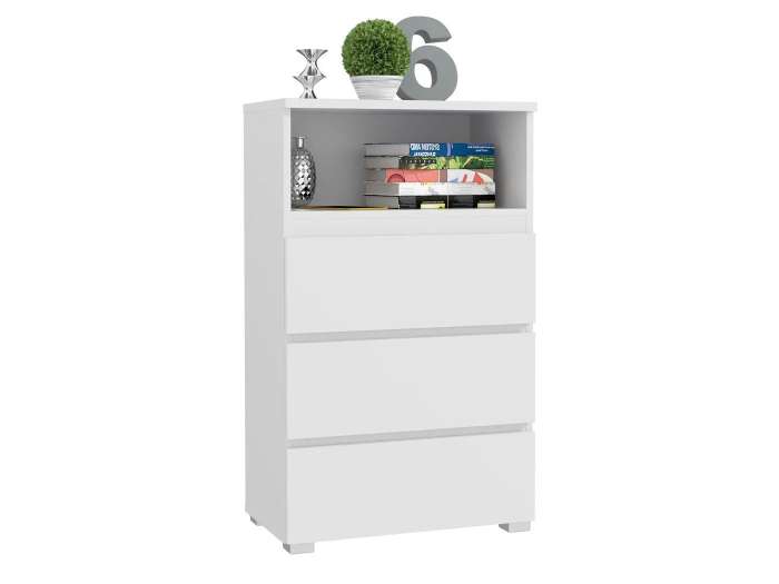 Comoda cu 3 sertare si raft deschis Neo 03, 65x37x106 cm, finisaj mat, alb [3]