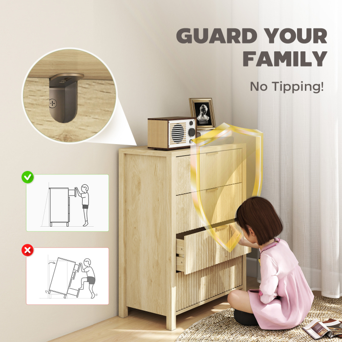  Comoda cu 4 Sertare Canelate si Manere Aurii 70x38x93 cm Lemn [5]