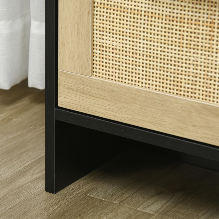 Comoda cu 4 Sertare din PAL si Ratan pentru Living si Dormitor, 80x38x80 cm [9]