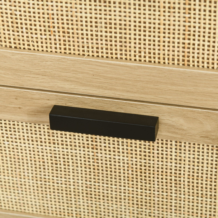  Comoda cu 4 Sertare din PAL si Ratan pentru Living si Dormitor, 80x38x80 cm [8]
