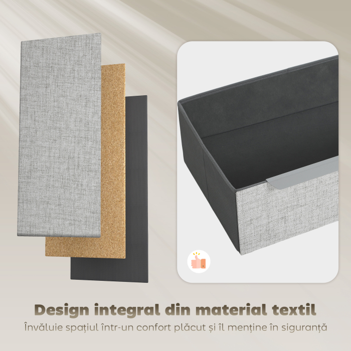  Comoda cu 4 Sertare in Otel cu Acoperire in tesut cu Efect de In, 60x36x88 cm, Gri [5]