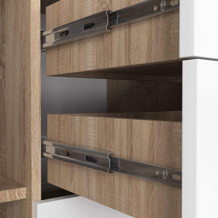 Comoda cu 4 sertare si 2 usi, PAL laminat, 110x35x80 cm, stejar sonoma si alb [6]