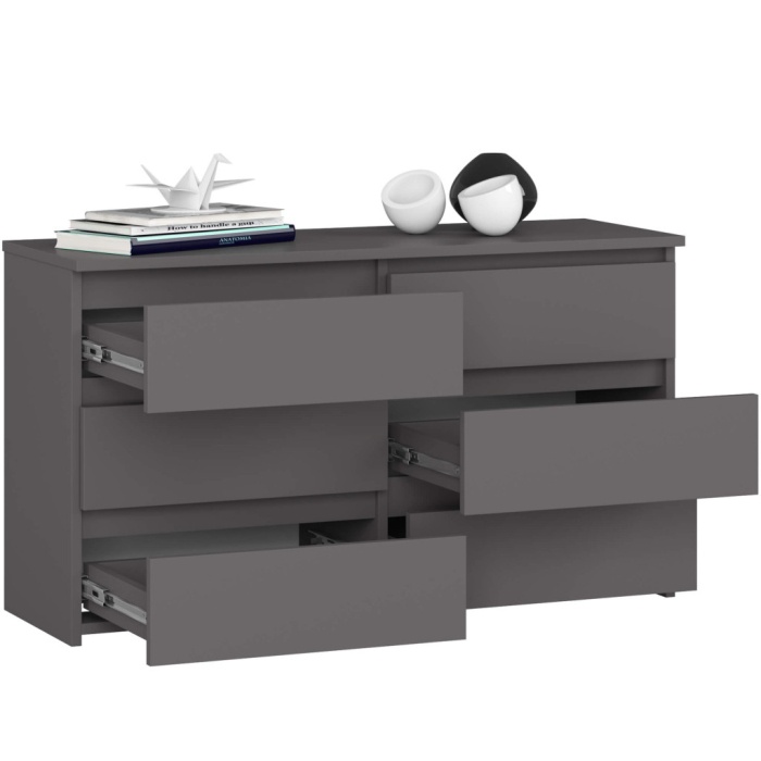 Comoda cu 6 sertare, PAL laminat, 100x35x57 cm, gri [2]