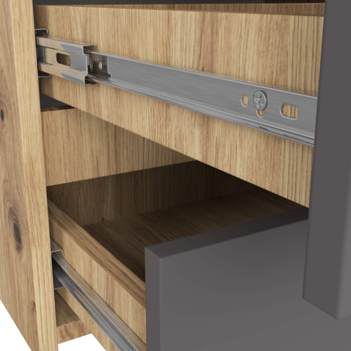 Comoda cu 6 sertare, PAL laminat, 100x35x57 cm, stejar artisan si gri [2]