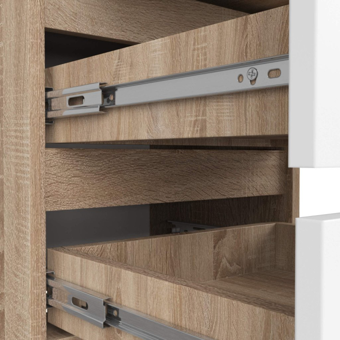 Comoda cu 6 sertare, PAL laminat 16 mm, 40x35x109 cm, stejar sonoma si alb [5]