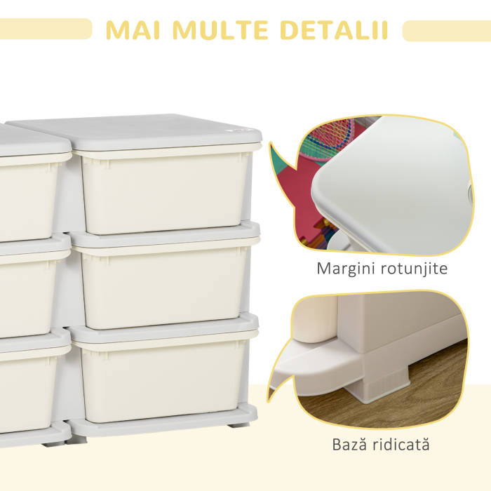  Comoda cu 6 sertare pentru copii de 3-6 ani, cu margini rotunjite, din PP crem, 75x37x56.5 cm [7]