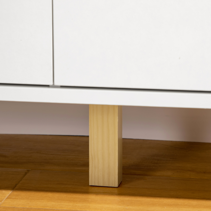 Comoda cu 6 Sertare si Manere, Comoda din Lemn de Pin si Melamina, 120x40x76 cm, Alb [9]