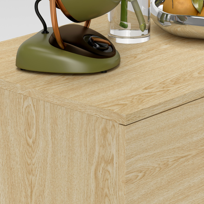  Comoda cu 6 Sertare, Unitate de Depozitare pentru Dormitor, Living, 110x40x75 cm, Lemn Natural [9]