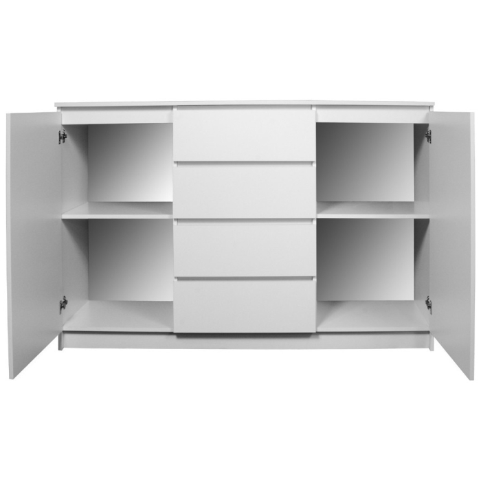 Comoda K160, cu 4 sertare si 2 dulapuri, PAL laminat 16 mm, 160x40x99 cm, alb [5]