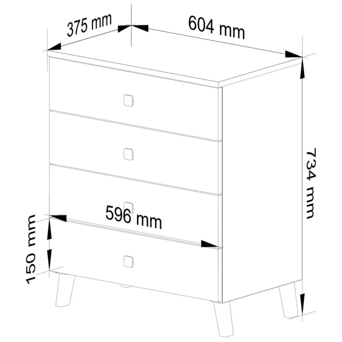 Comoda MOBI K-04, 4 sertare, 60x37x73 cm, casmir cu detalii aurii [6]