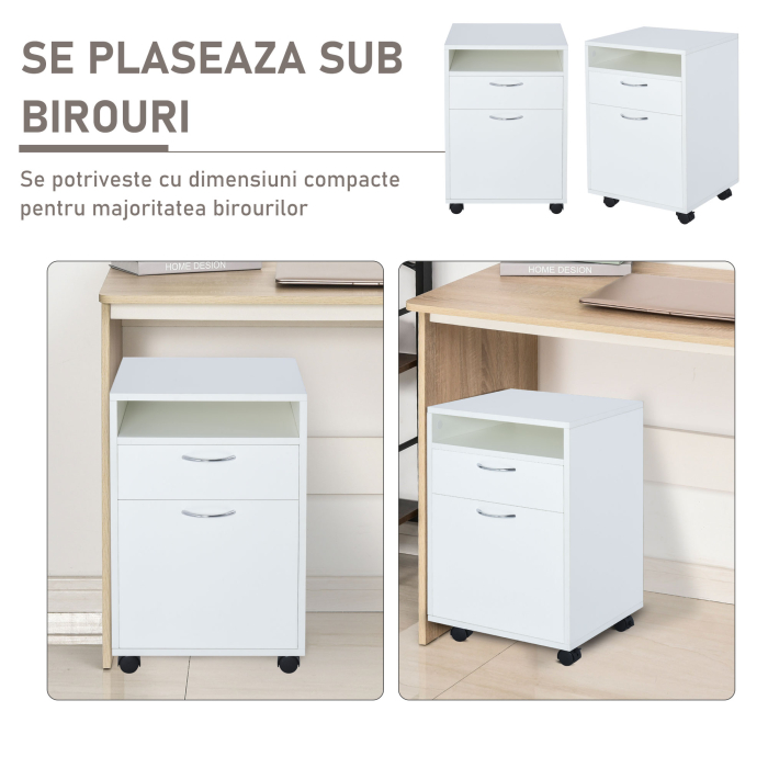  comoda pentru birou, cu roti, 40x35x60cm, alba [6]
