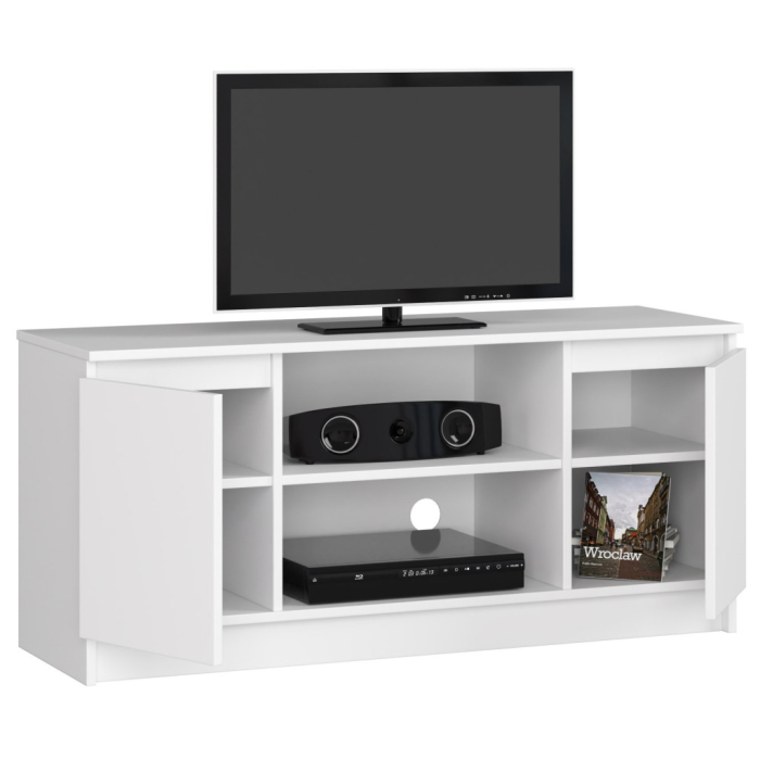 Comoda TV cu 2 usi si o polita, PAL laminat 16 mm, 120x40x55 cm, alb [2]