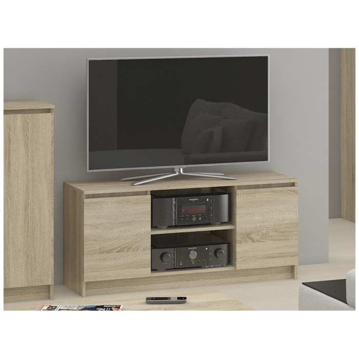 Comoda TV cu 2 usi si o polita, PAL laminat 16 mm, 120x40x55 cm, stejar sonoma [5]