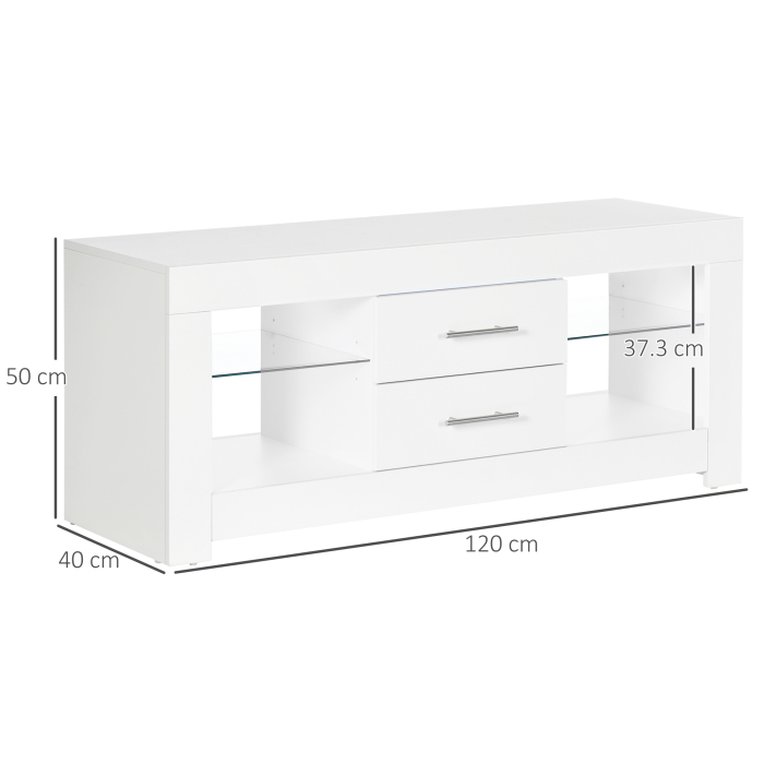 Comoda TV cu LED RGB - 55", Etajere Sticla & Telecomanda, 12 Culori, 10W [3]