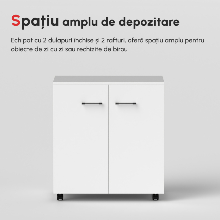  comoda TV, roti incluse, 60x35x65cm, alba [7]