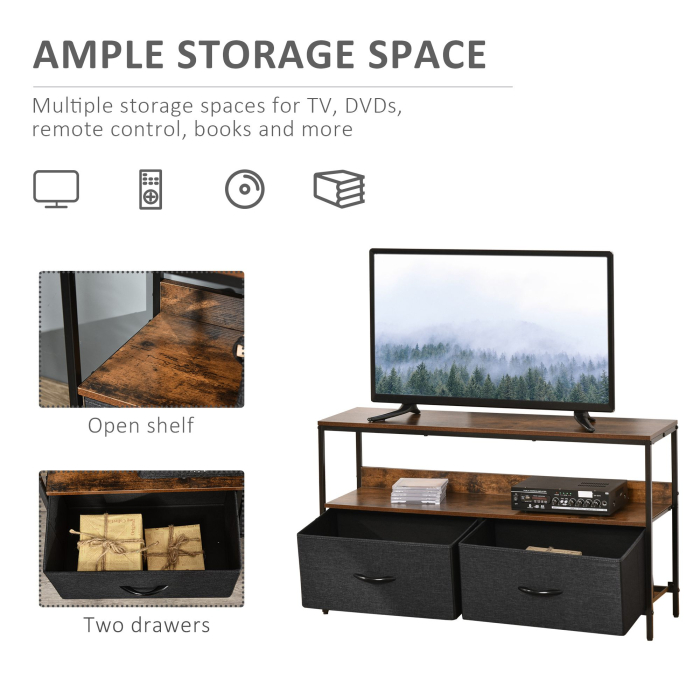  comoda TV stil industrial 98x29x56cm, maro si negru [4]