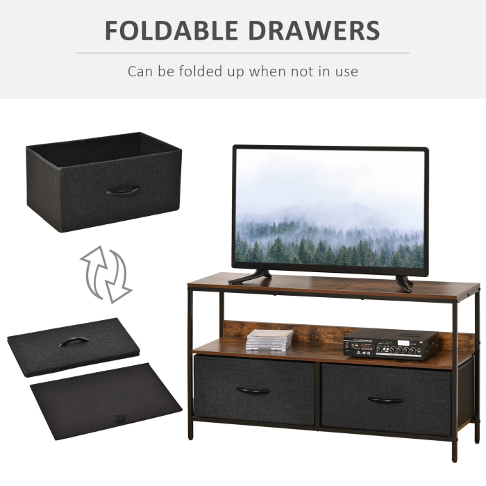  comoda TV stil industrial 98x29x56cm, maro si negru [5]