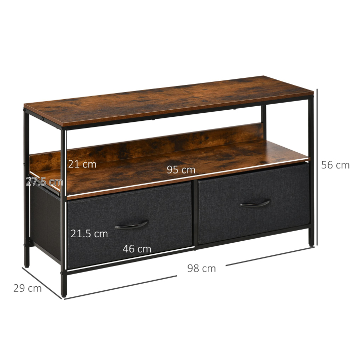  comoda TV stil industrial 98x29x56cm, maro si negru [3]