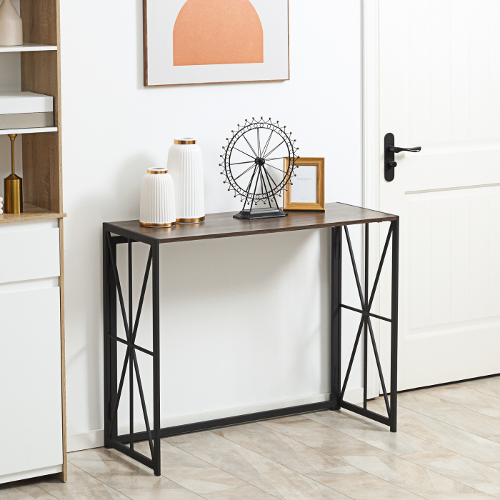  Consola cu cadru metalic pentru sufragerie, intrare, maro [2]