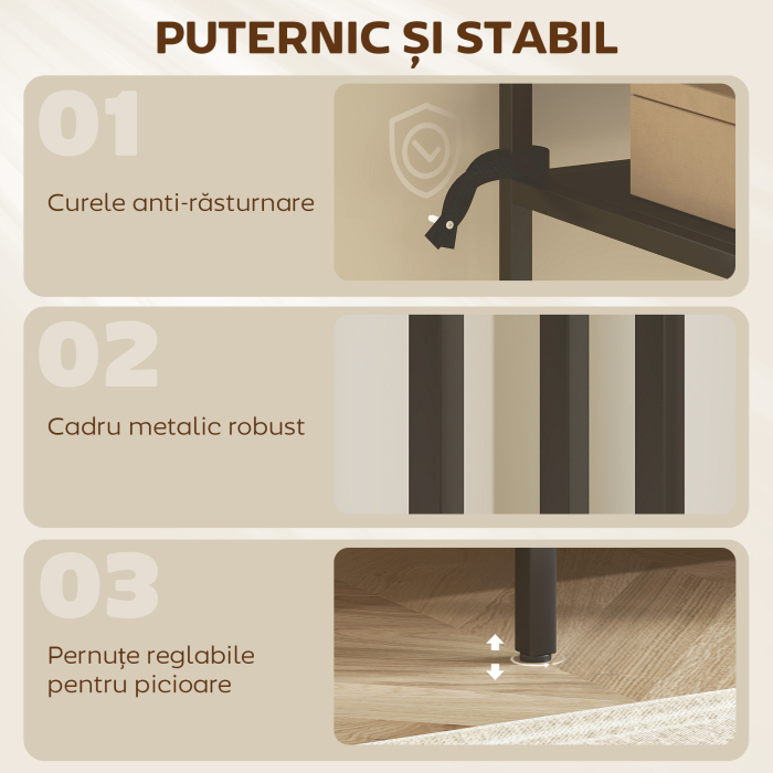  Consola cu Rafturi Deschise pe 3 Niveluri, din Otel, 55x30x85 cm, Negru [5]