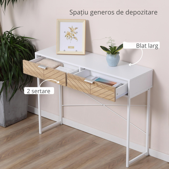  Consola Moderna Alba - 2 Sertare, 100×30×75 cm [4]
