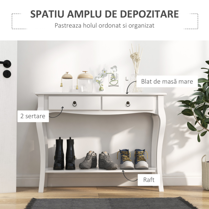  consola pentru hol, 100x33x76 cm, alba [4]