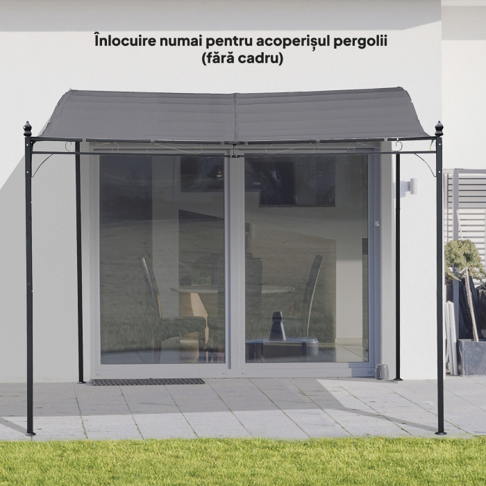  Copertina de Rezerva pentru Pergola cu 16 Orificii de Scurgere, Carlige şi Inele, 297x 297 cm, Gri inchis [8]