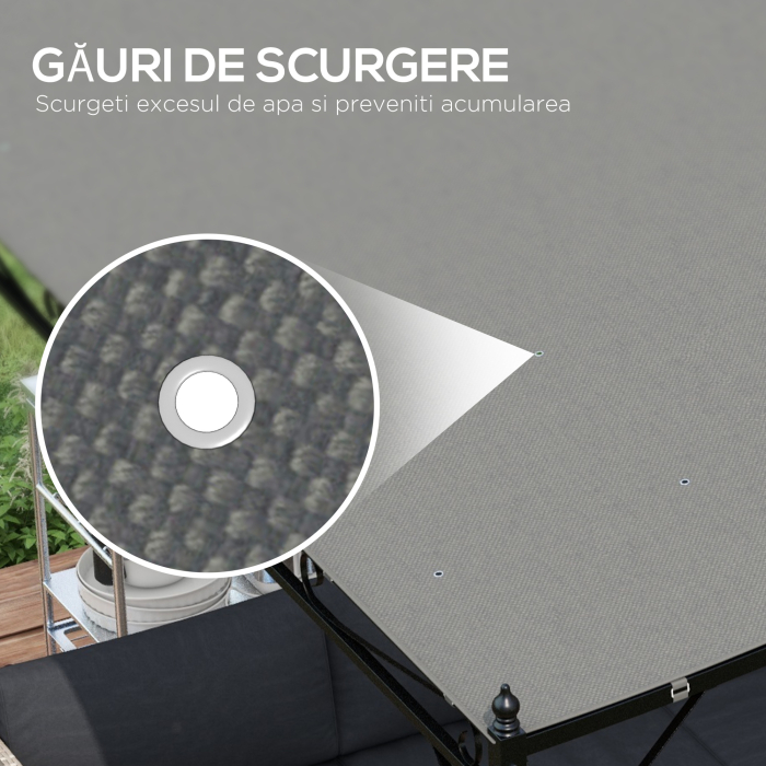  Copertina de Rezerva pentru Pergola cu 16 Orificii de Scurgere, Carlige şi Inele, 297x 297 cm, Gri inchis [5]