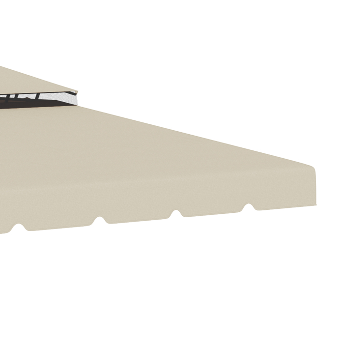  Copertina de schimb pentru foisor de gradina cu acoperis cu 2 niveluri, capac din poliester pentru foisor de 3x4m, bej [9]