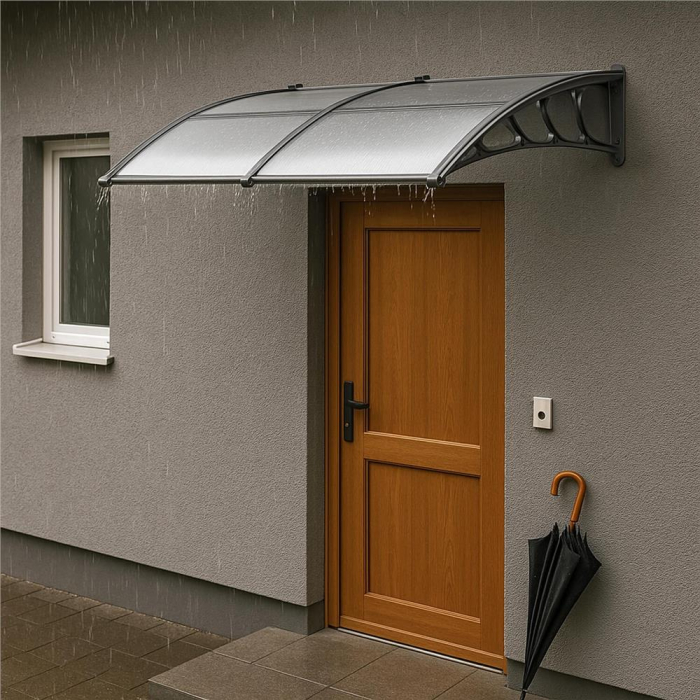 Copertina dubla protectie usa si fereastra, policarbonat cu protectie UV, 200 x 100 cm, gri transparent [19]