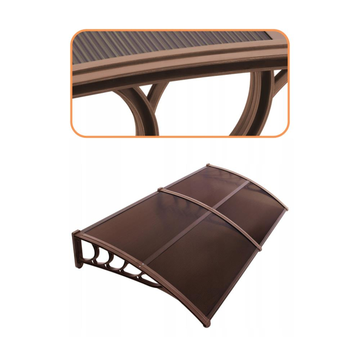 Copertina dubla protectie usa si fereastra, policarbonat cu protectie UV, 200 x 100 cm, maro transparent [5]
