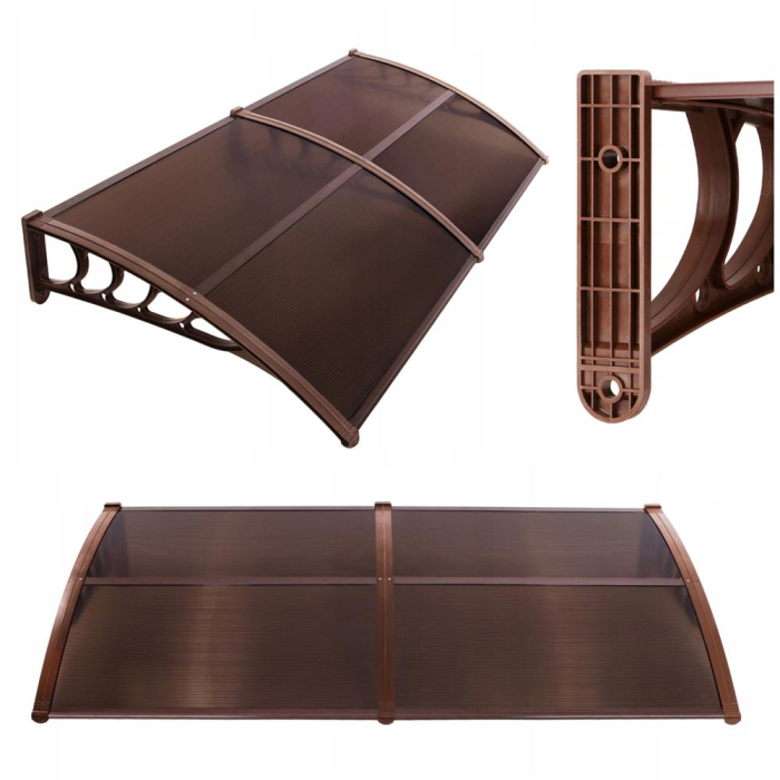 Copertina dubla protectie usa si fereastra, policarbonat cu protectie UV, 200 x 100 cm, maro transparent [7]