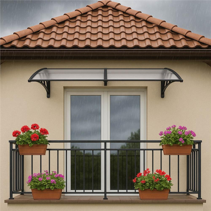 Copertina dubla protectie usa si fereastra, policarbonat cu protectie UV, 200 x 100 cm, negru transparent [17]