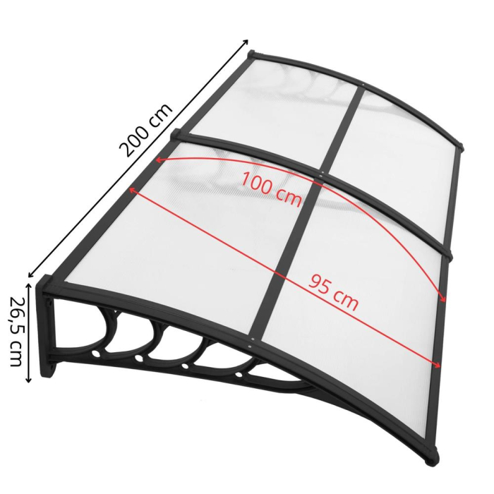 Copertina dubla protectie usa si fereastra, policarbonat cu protectie UV, 200 x 100 cm, negru transparent [16]