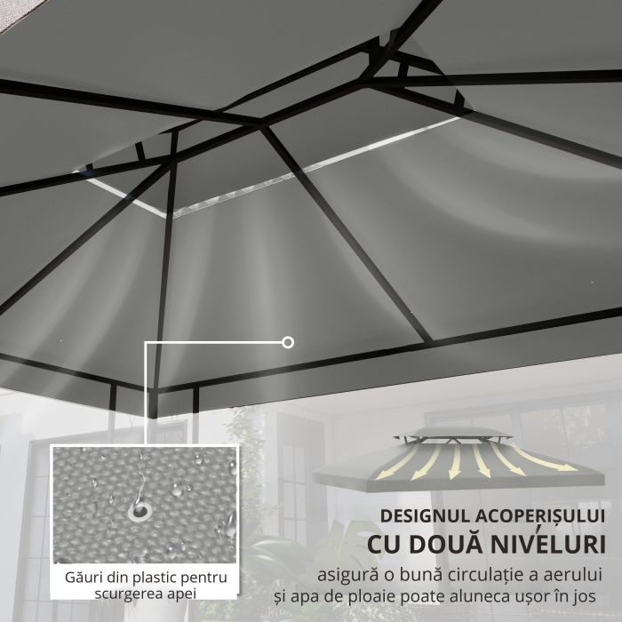  Copertina pentru cort 4x3 m cu 2 niveluri, gri deschis [6]