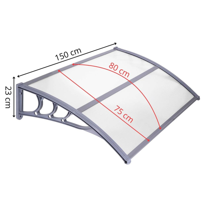 Copertina protectie usa si fereastra, policarbonat cu protectie UV, 150 x 80 cm, gri transparent [5]