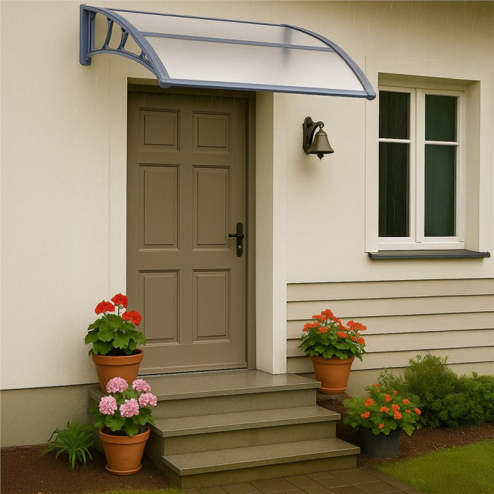 Copertina protectie usa si fereastra, policarbonat cu protectie UV, 150 x 80 cm, gri transparent [3]