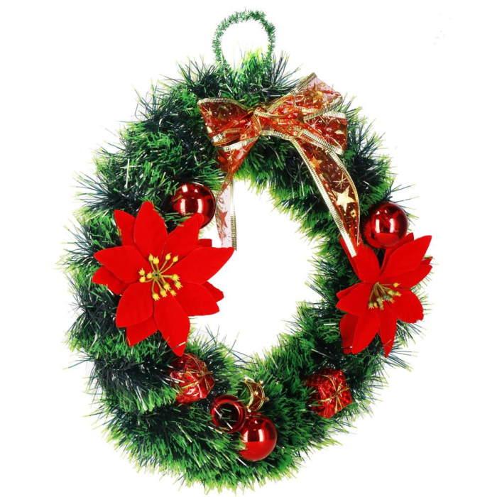 Coronita pentru Craciun, 35 cm, din brad artificial, cu decoratiuni, verde [5]
