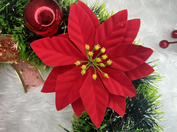 Coronita pentru Craciun, 35 cm, din brad artificial, cu decoratiuni, verde [15]